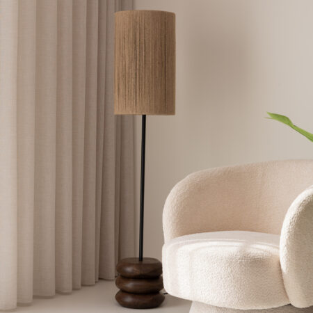 Kave Home Vloerlamp Kor Acaciahout en jute