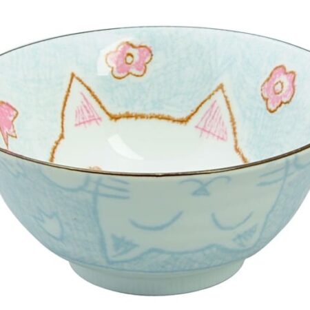 Kawaii Kat Blauwe Kom - 500ml 15.3 x 3cm | Tokyo Design Studio