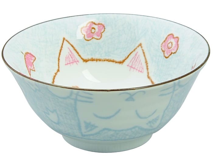 Kawaii Kat Blauwe Kom - 500ml 15.3 x 3cm | Tokyo Design Studio