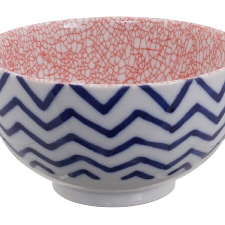 Keramische Kom 500ml - Blauw/Rode Mixed Bowls - 13.2 x 7.4cm | Tokyo Design Studio