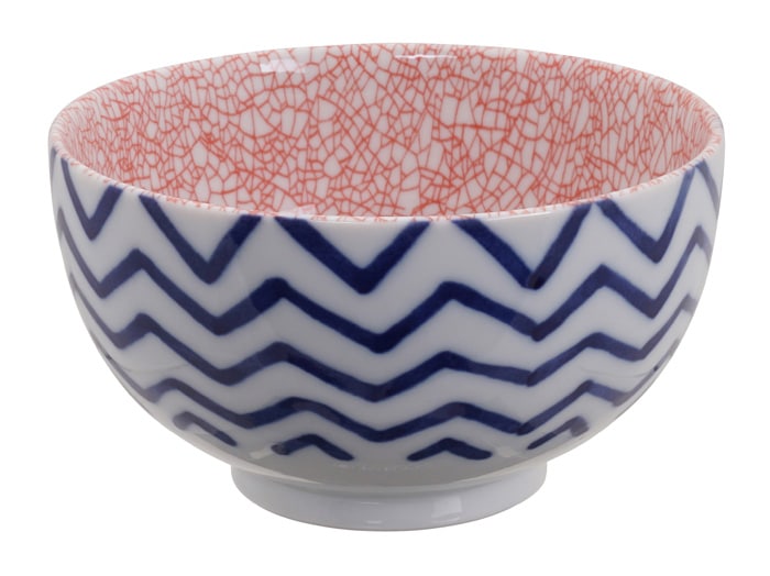 Keramische Kom 500ml - Blauw/Rode Mixed Bowls - 13.2 x 7.4cm | Tokyo Design Studio