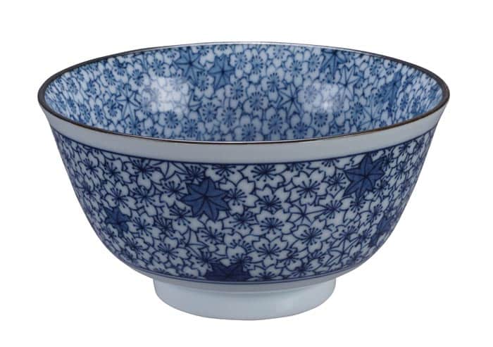 Keramische Kom Blauw/Witte Bloemenpatroon - Mixed Bowls - 12.7 x 6.8cm - 400ml | Tokyo Design Studio
