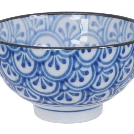 Keramische Kom - Blauwe Florale Motieven - 12 x 6.5cm | Tokyo Design Studio