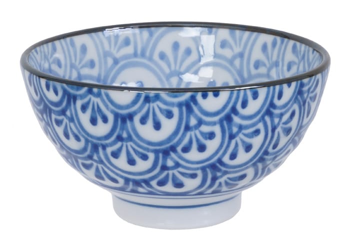Keramische Kom - Blauwe Florale Motieven - 12 x 6.5cm | Tokyo Design Studio