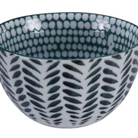 Keramische Kom Groen/Wit - Tokyo Design Studio - 500ml 12.7x7 cm | Tokyo Design Studio