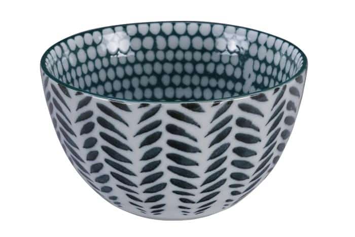 Keramische Kom Groen/Wit - Tokyo Design Studio - 500ml 12.7x7 cm | Tokyo Design Studio