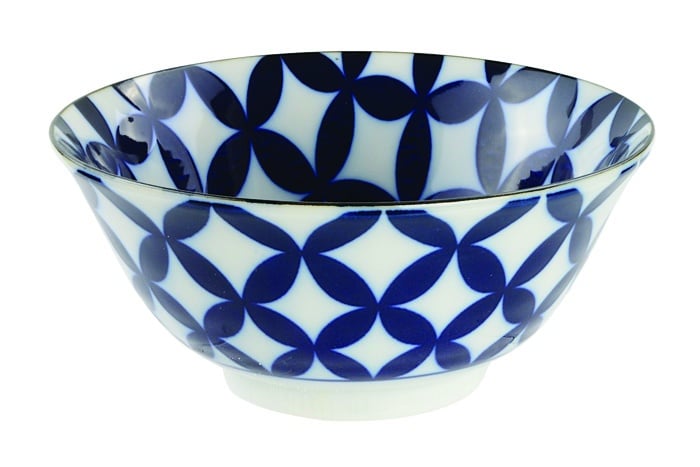 Keramische Kom - Mixed Bowls - Blauw/Wit Design - 500ml - 14.8 x 6.8cm | Tokyo Design Studio