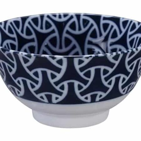 Keramische Kom - Mixed Bowls - Donkerblauw/Wit Patroon - 350ml - 13x7cm | Tokyo Design Studio
