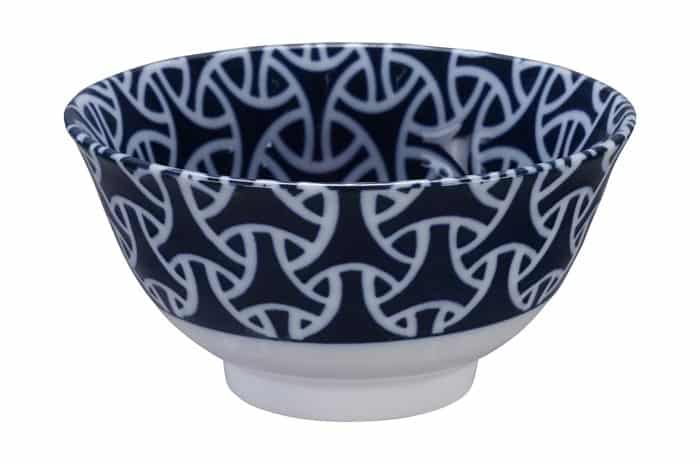 Keramische Kom - Mixed Bowls - Donkerblauw/Wit Patroon - 350ml - 13x7cm | Tokyo Design Studio