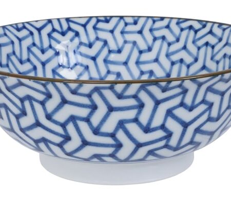 Keramische Kom - Mixed Bowls - Wit en Blauw Design - 1000ml 20.5x7x8cm | Tokyo Design Studio