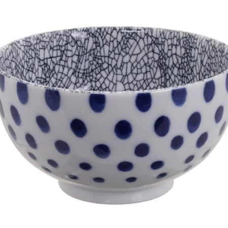 Keramische Kom - Mixed Bowls - Wit met Donkerblauwe Stippen - 500ml - 13.2 x 7.4cm | Tokyo Design Studio
