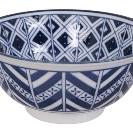 Keramische Kom - Tokyo Design Studio - Blauw Witte - 500ml - 14.8x7cm | Tokyo Design Studio
