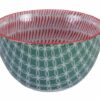 Keramische Kom - Tokyo Design Studio - Groen/Rode Decoratie - 500ml - 12.7x7 cm | Tokyo Design Studio