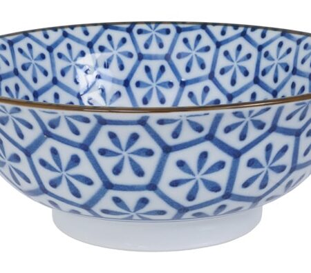 Keramische Kom Wit/Blauw - 1000ml - 20.5x7x8cm | Tokyo Design Studio