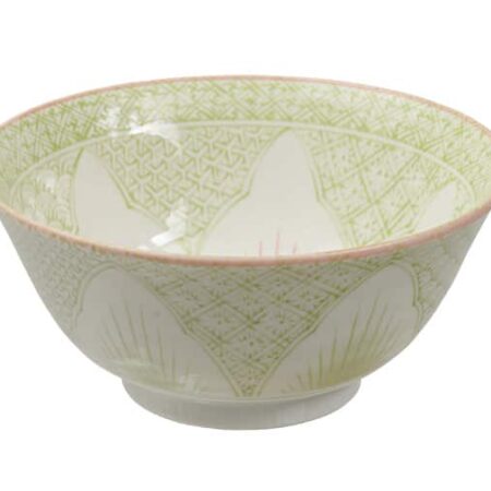 Keramische Kom met Groen Patroon - Mixed Bowls - 500ml - 15.5 x 7cm | Tokyo Design Studio