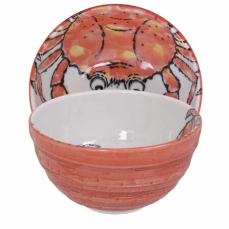 Keramische Kom met Rode Krab - Tokyo Design Studio - 500ml - 13.2 x 6.8cm | Tokyo Design Studio