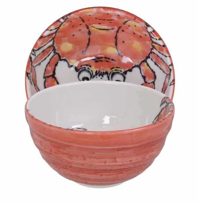 Keramische Kom met Rode Krab - Tokyo Design Studio - 500ml - 13.2 x 6.8cm | Tokyo Design Studio