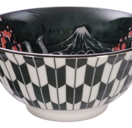 Keramische Ramenkom - Zwart/Rode Kabuki - 500ml - 14