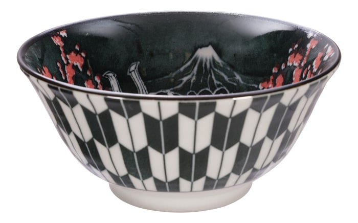 Keramische Ramenkom - Zwart/Rode Kabuki - 500ml - 14