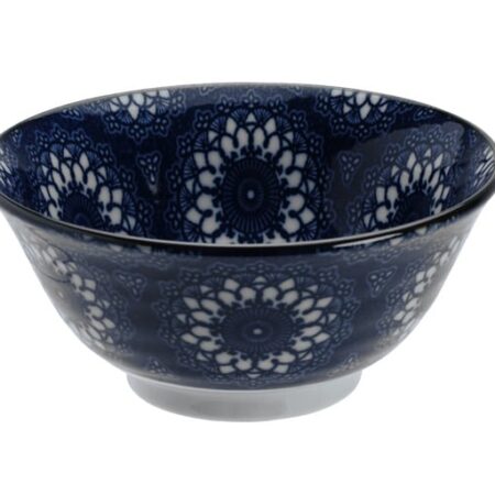 Keramische kom - Tokyo Design Studio - Flower Blue - 550ml 14.8x6.8cm | Tokyo Design Studio