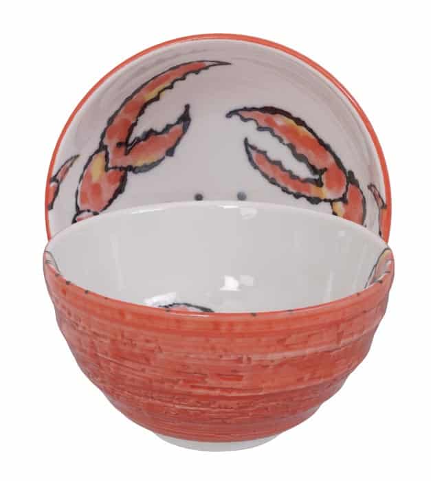 Keramische noodlekom met krabpatroon - Tokyo Design Studio - 950ml - 16 x 8.5cm | Tokyo Design Studio