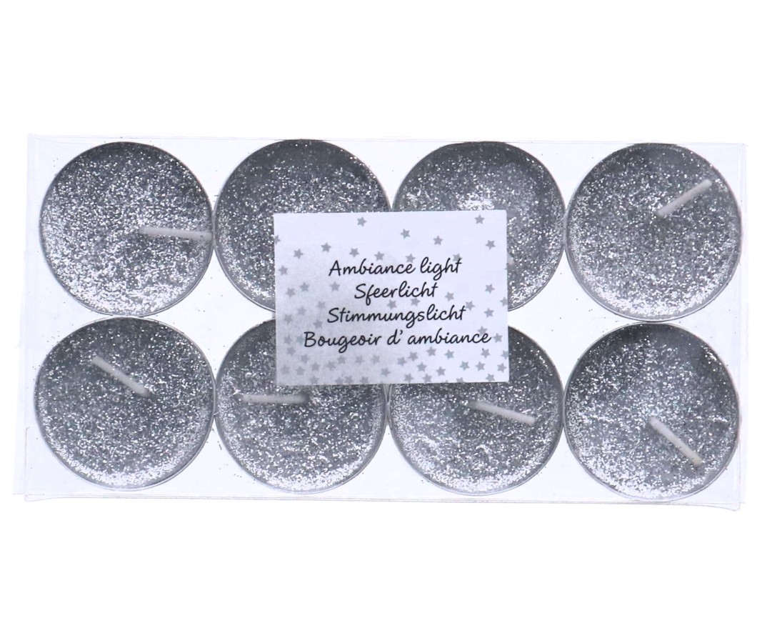Kerst Theelicht 8 Stuks Zilver |