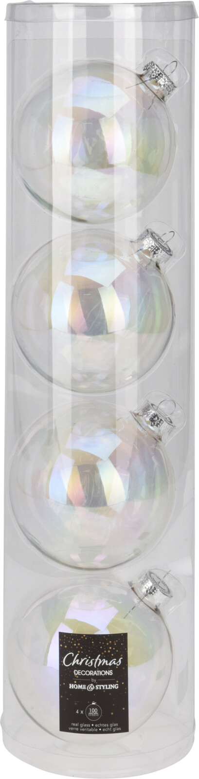 Kerstbal 10cm iriserend koker a 4 glas | Home & Styling
