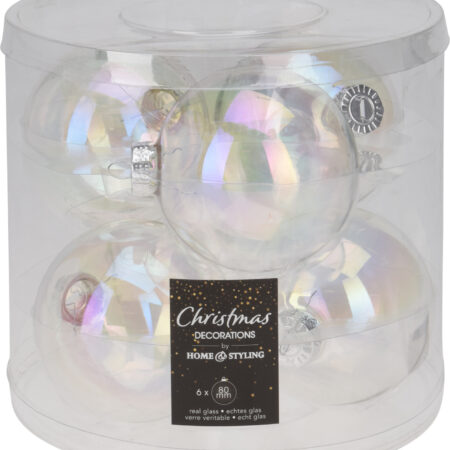 Kerstbal 80mm iriserend koker a 6 glas | Home & Styling
