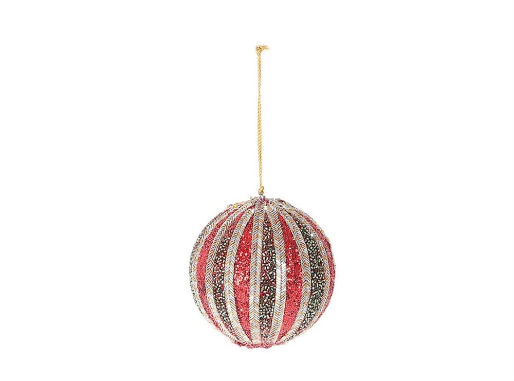 Kerstbal Noblee Ø10cm groen/rood | HBX natural living
