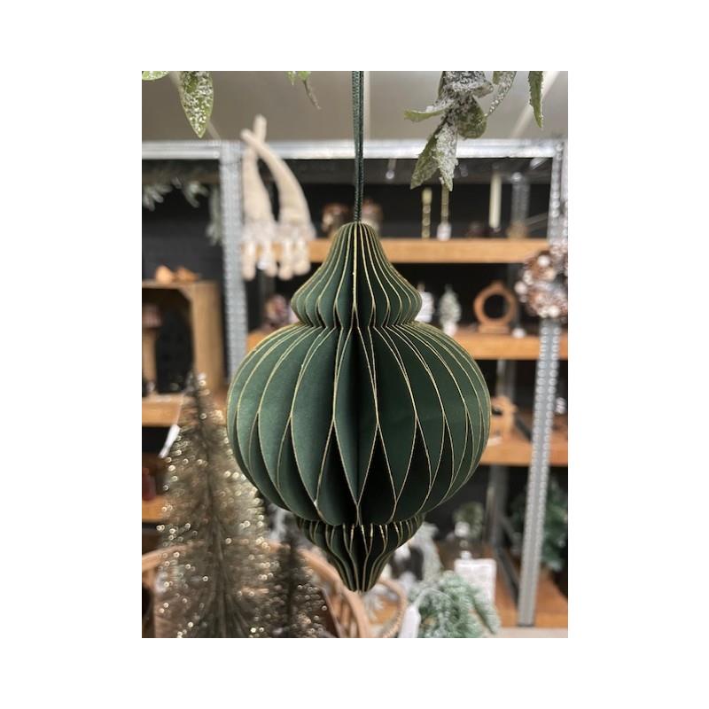 Kerstbal Ui Papier 10cm groen | HBX natural living