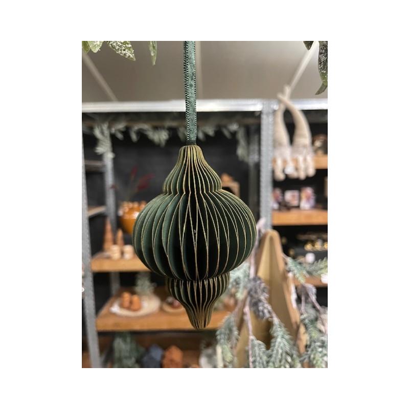 Kerstbal Uivorm 15cm Groen karton | HBX natural living