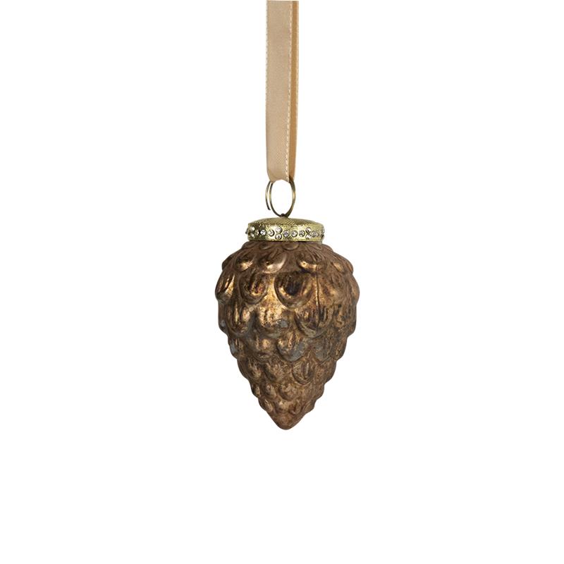 Kerstbal dennenappel antiek bruin Ø8cm | Merkloos