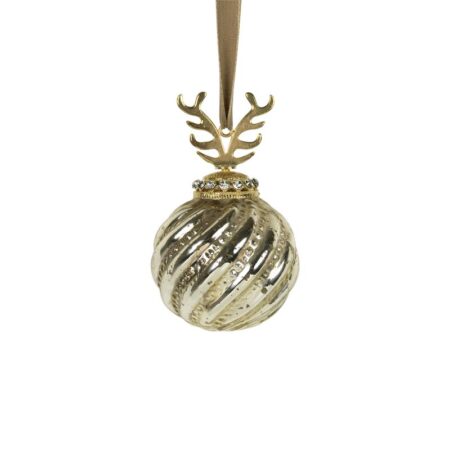 Kerstbal gewei glas goud Ø8cm | Merkloos