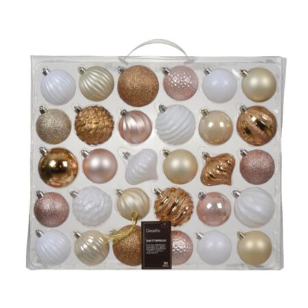 Kerstbal kunststof mix roze 30-delig | Decoris