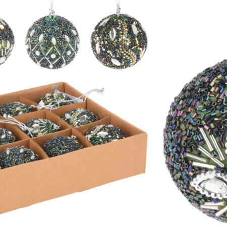 Kerstbal met kralen 6cm multicolor | Home & Styling