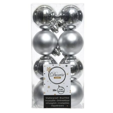 Kerstballen Zilver Set 16 4cm | Decoris