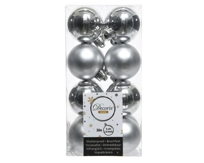 Kerstballen Zilver Set 16 4cm | Decoris