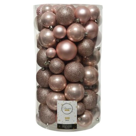 Kerstballen koker a 100 kunststof roze | Decoris