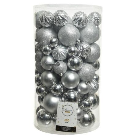 Kerstballen koker a 100 kunststof zilver | Decoris