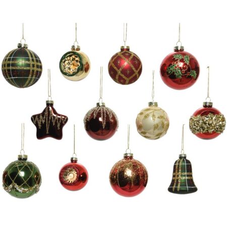 Kerstballen mix glas 12 stuks kerstkleur | Decoris