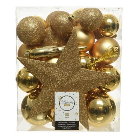 Kerstballenset kunststof Licht goud | Decoris