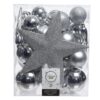 Kerstballenset kunststof mix zilver 32st | Decoris