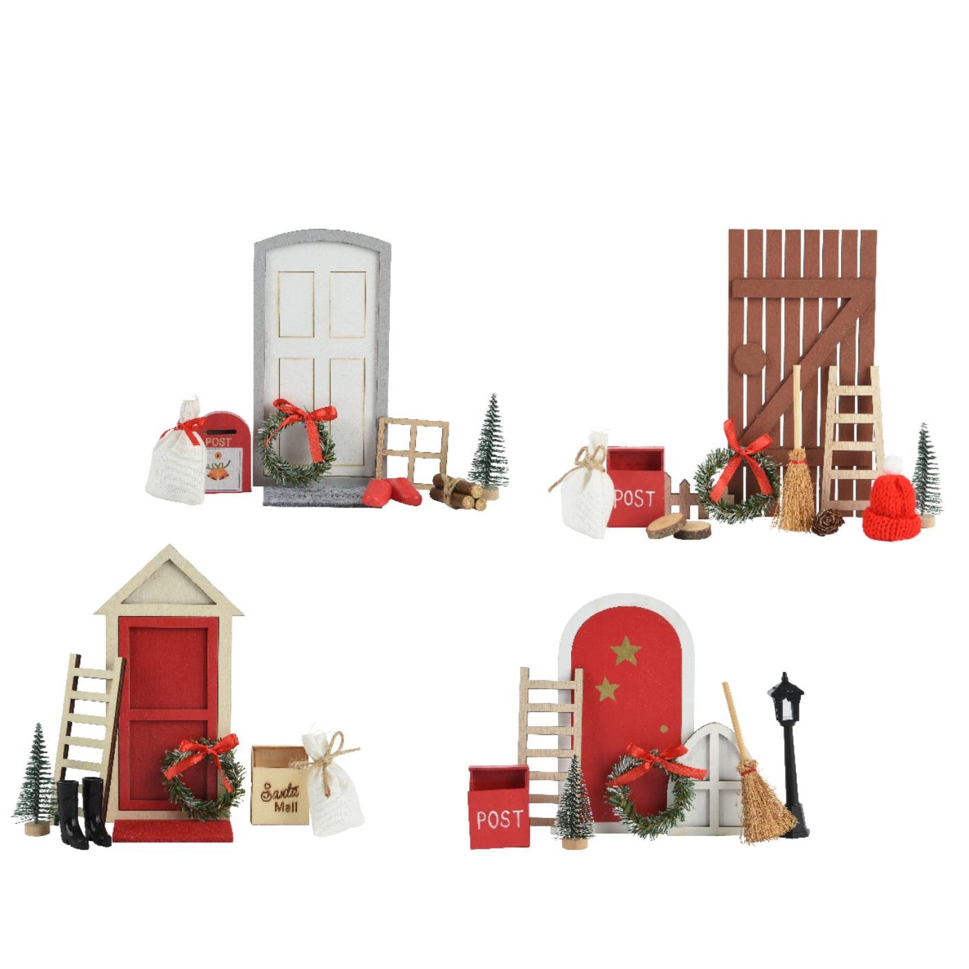 Kerstdorp accessoires set hout 15x6x24cm | Decoris