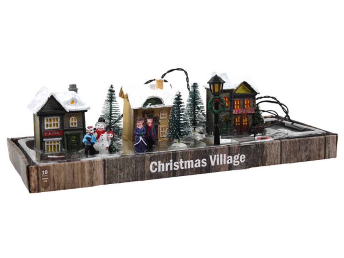 Kerstdorp poly met verlichting 10-delig | Svenska Living