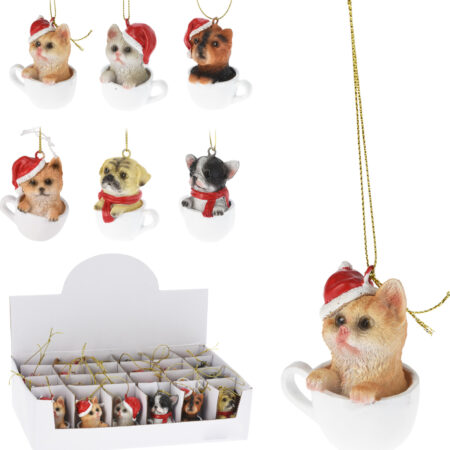 Kersthanger Hond en kat met kerstmuts | Home & Styling
