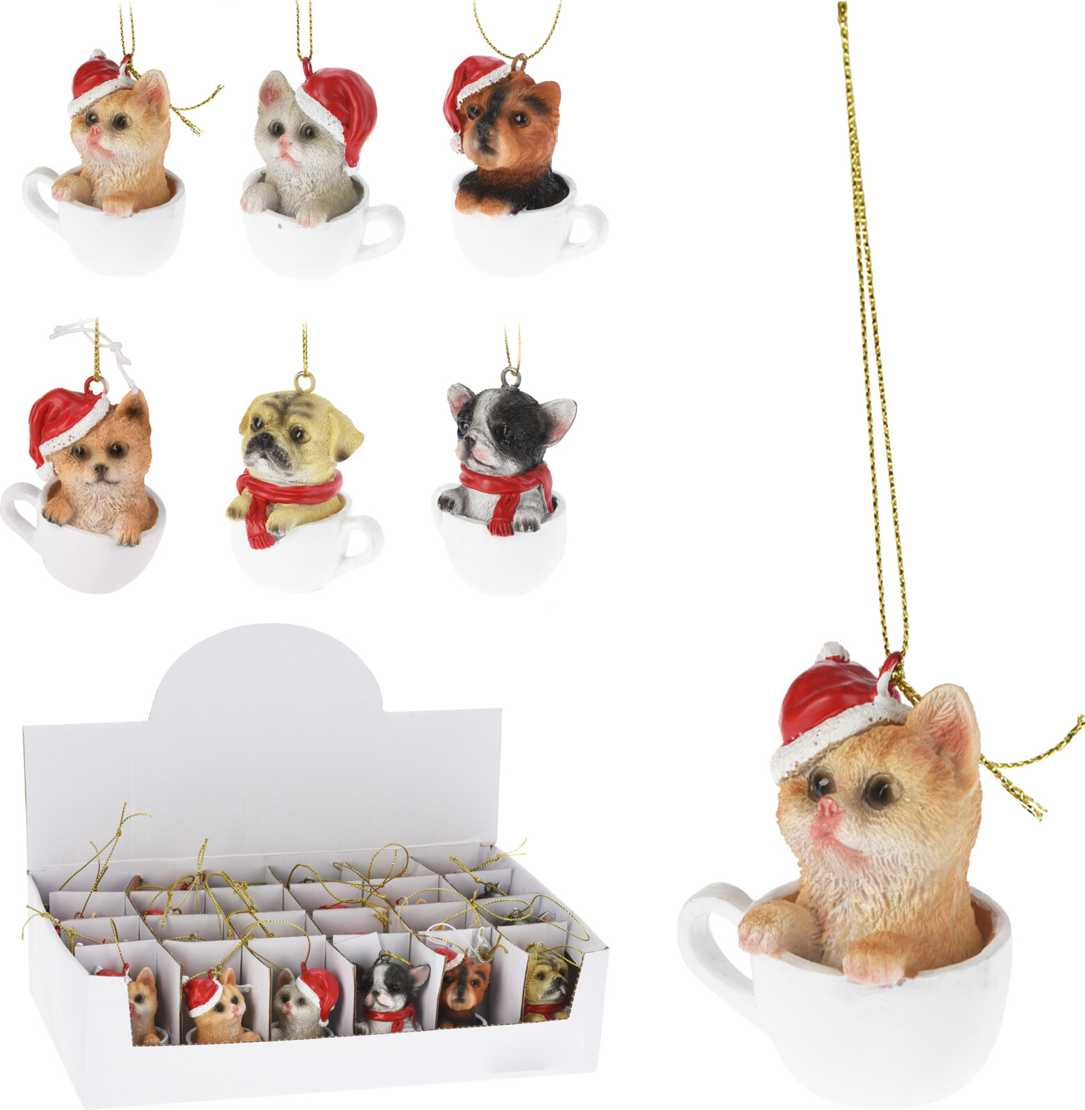 Kersthanger Hond en kat met kerstmuts | Home & Styling
