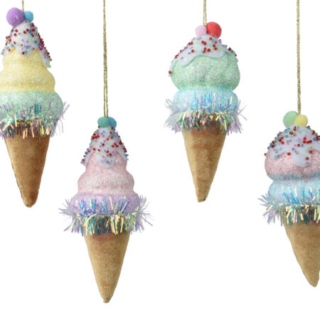 Kersthanger Ijsje fluweel 15cm | Decoris