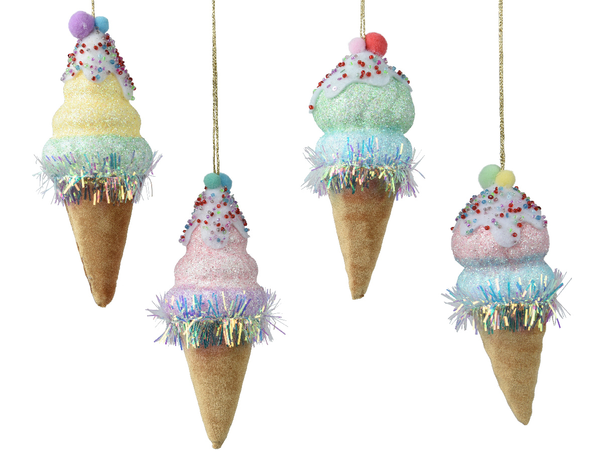 Kersthanger Ijsje fluweel 15cm | Decoris