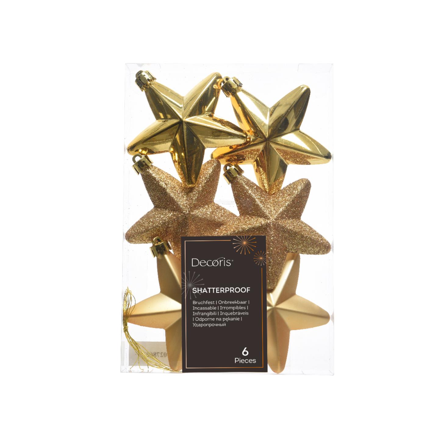 Kersthanger Ster goud dia7cm 6-dlg | Decoris