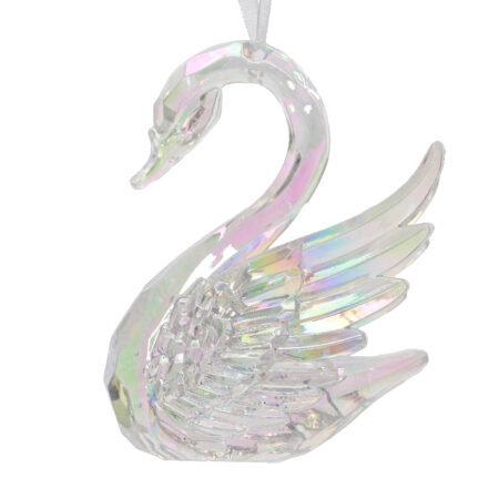 Kersthanger Zwaan iriserend 10cm | Decoris